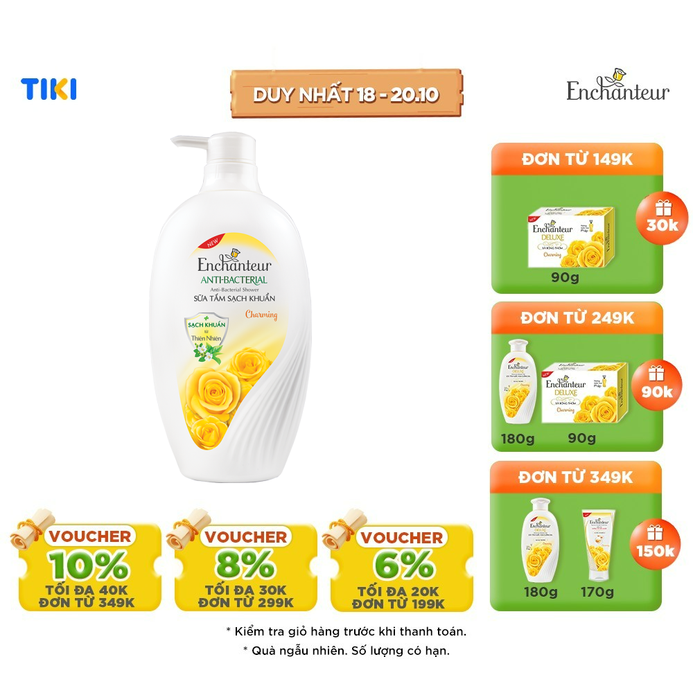 Sữa tắm sạch khuẩn từ thiên nhiên Enchanteur Charming Anti-Bacterial 650gr