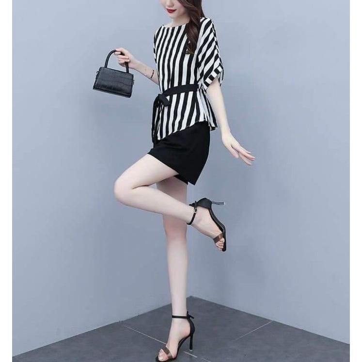 SET BỘ NGẮN ÁO SỌC FORM RỘNG