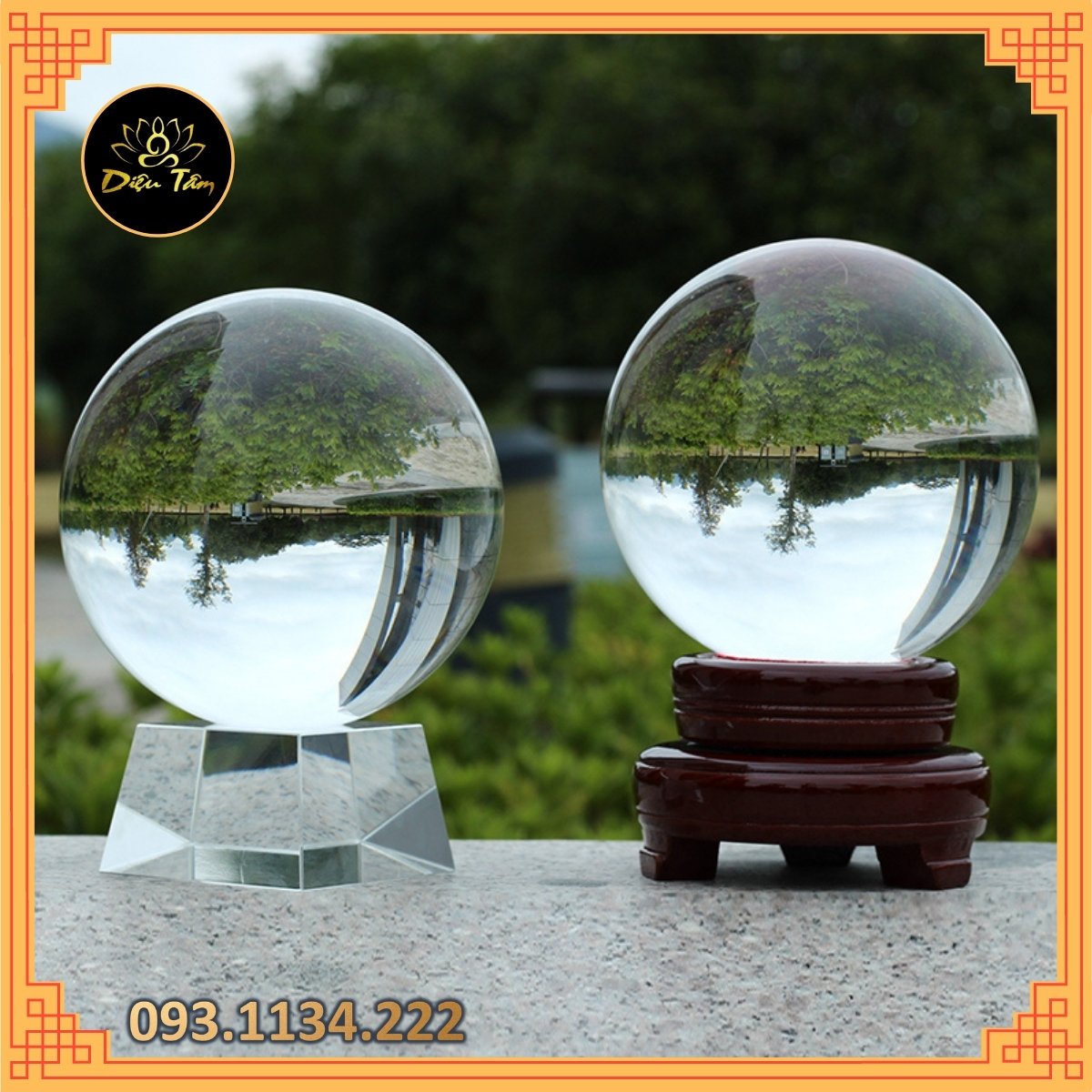 Quả cầu phong thủy pha lê màu trắng size to 15cm hợp mệnh Thủy, mệnh Kim đồ phong thủy trang trí