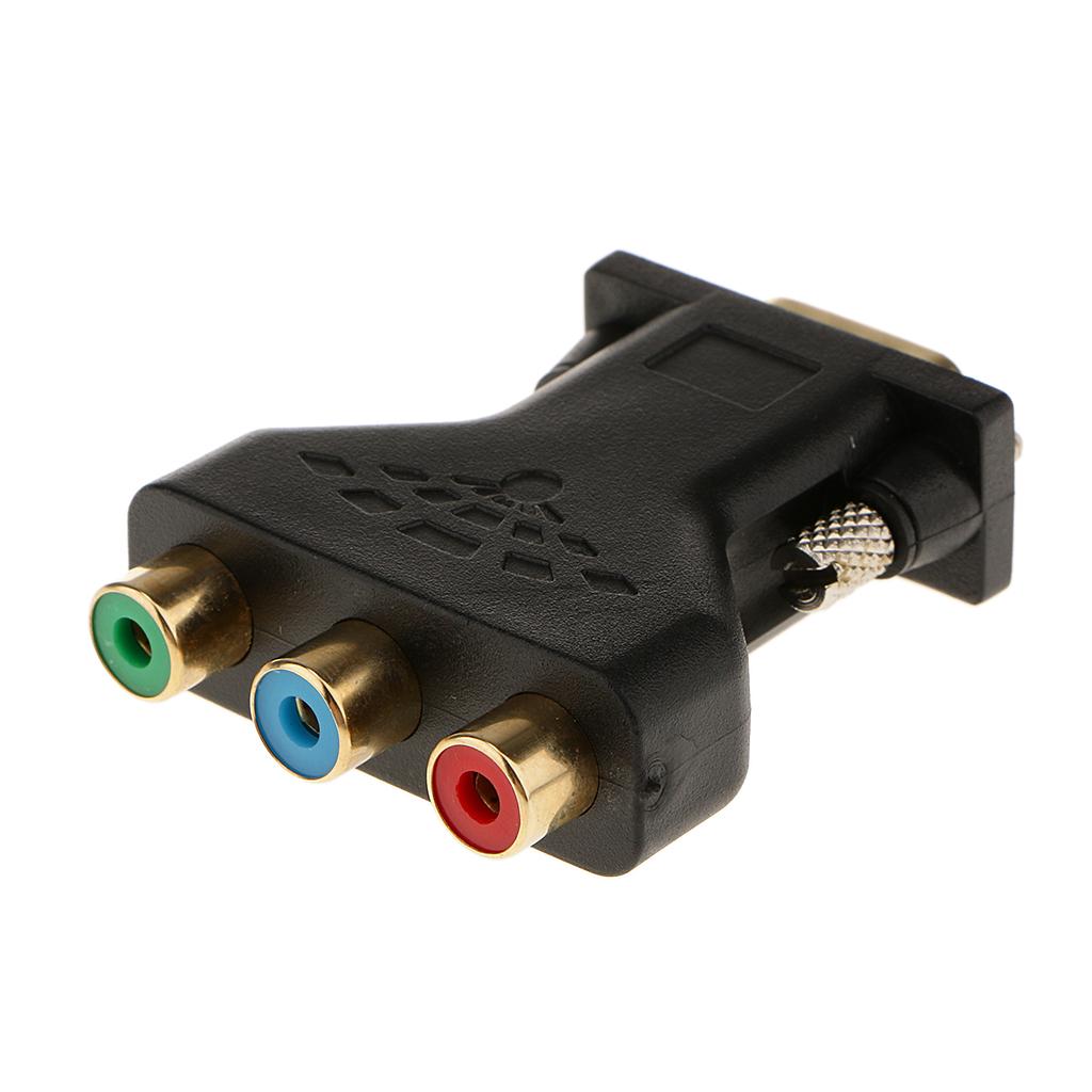 3-RCA RGB Video Female To HD15-Pin VGA Component Video Jack Adapter