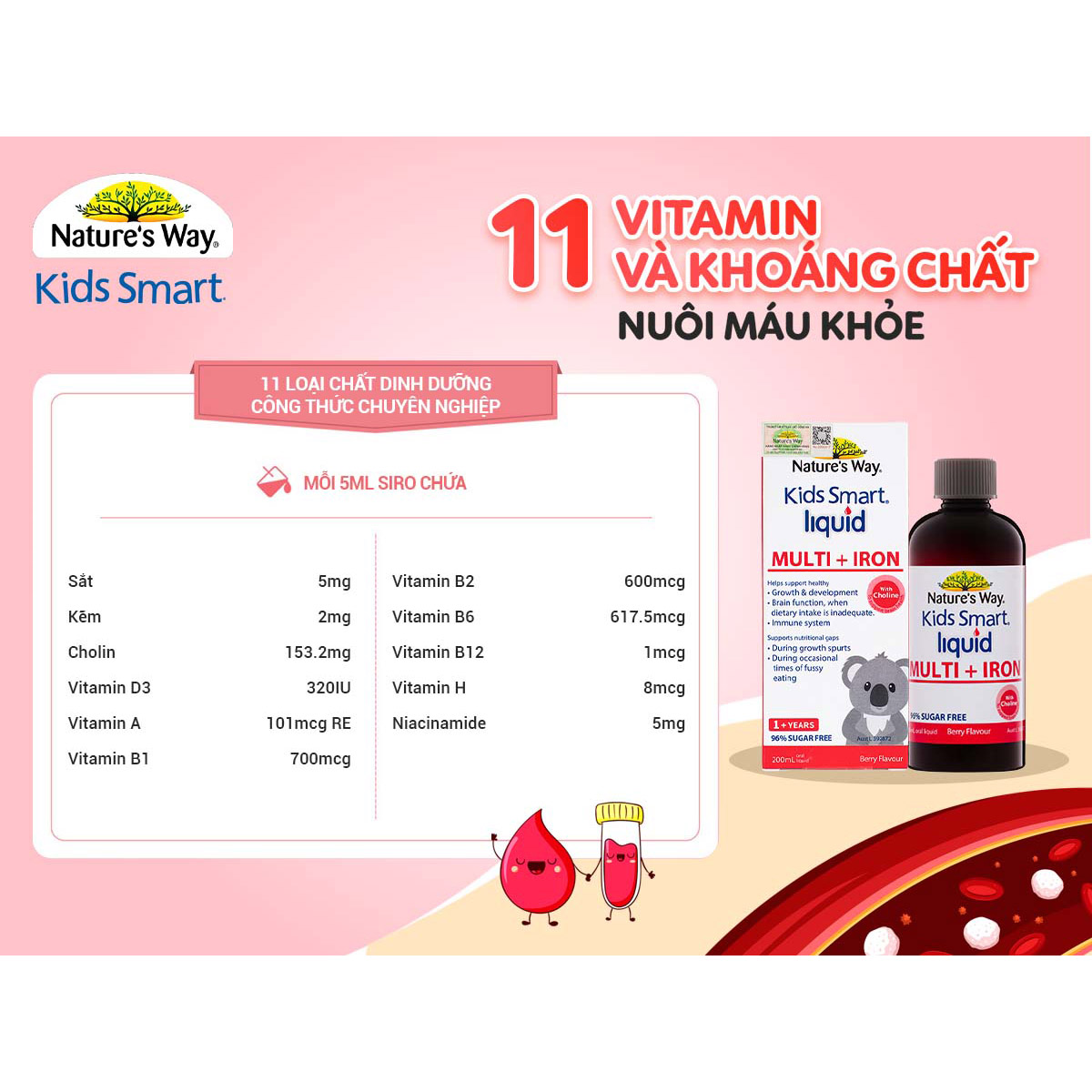 Nature's Way Kids Smart LIQUID MULTI +IRON - SIRO Bổ Sung Sắt Tổng Hợp Cho Trẻ Em (200ml)