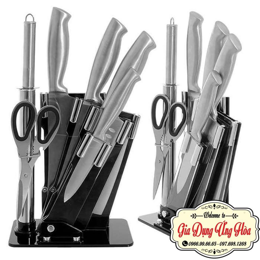 Bộ Dao Inox Nhật 6 Món Cao Cấp ,Bộ Dao 6 Món Kèm Khay Nhà Bếp Tiện Dụng Shop Phúc Yến