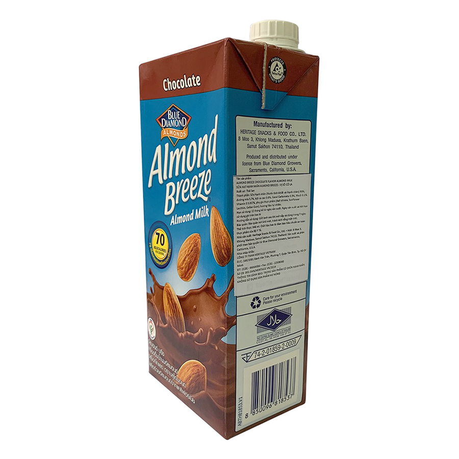 Sữa Hạt Hạnh Nhân ALMOND BREEZE CHOCOLATE 946ml - Sản phẩm của TẬP ĐOÀN BLUE DIAMOND MỸ - Đứng đầu về sản lượng tiêu thụ tại Mỹ