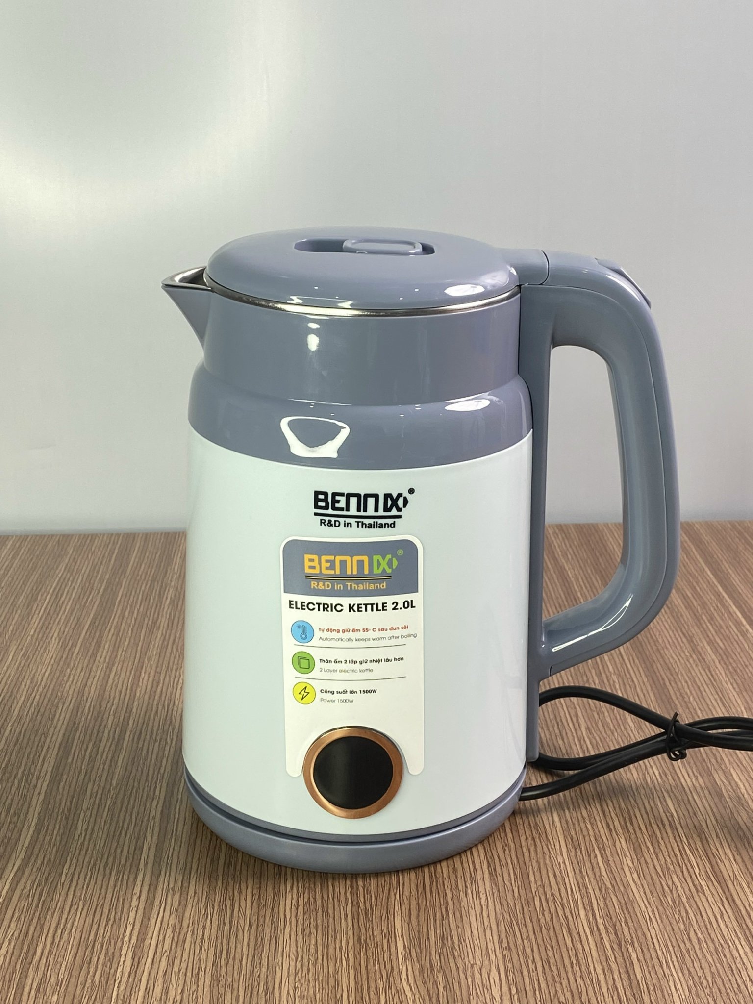 Bình Ủ Trà Giữ Nhiệt, Ấm Đun Nước Siêu Tốc Ủ Ấm Đa Năng 2 Lớp Inox BENNIX 2L BN-200EK Công Suất 1500W- Hàng Chính Hãng