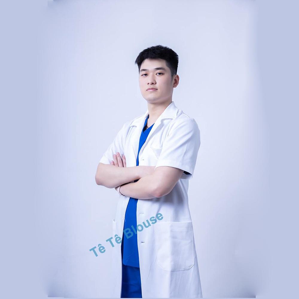 Áo Blu, Blouse Bác sĩ Cộc Tay dáng dài ngang gối vải thô cotton cao cấp
