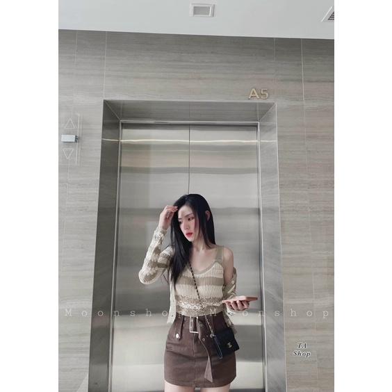 SET ÁO LEN CROPTOP KÈM KHOÁC