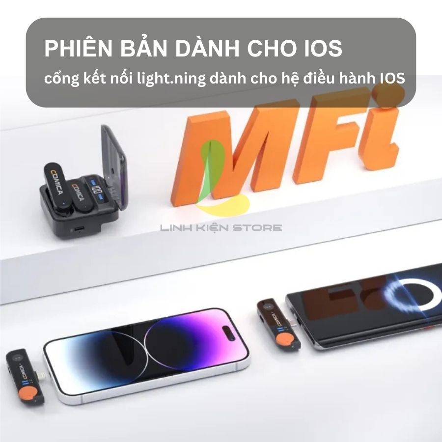 Micro thu âm không dây Comica Vimo S-MI - Micro cài áo nhỏ gọn sử dụng cho hệ điều hành IOS kèm dock sạc tiện lợi - Hàng chính hãng