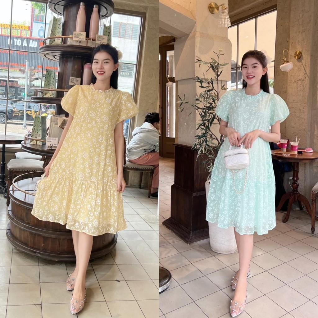 Đầm bầu tơ bông cổ bèo phom suông đuôi cá dễ thương, xinh xắn - Đỏ