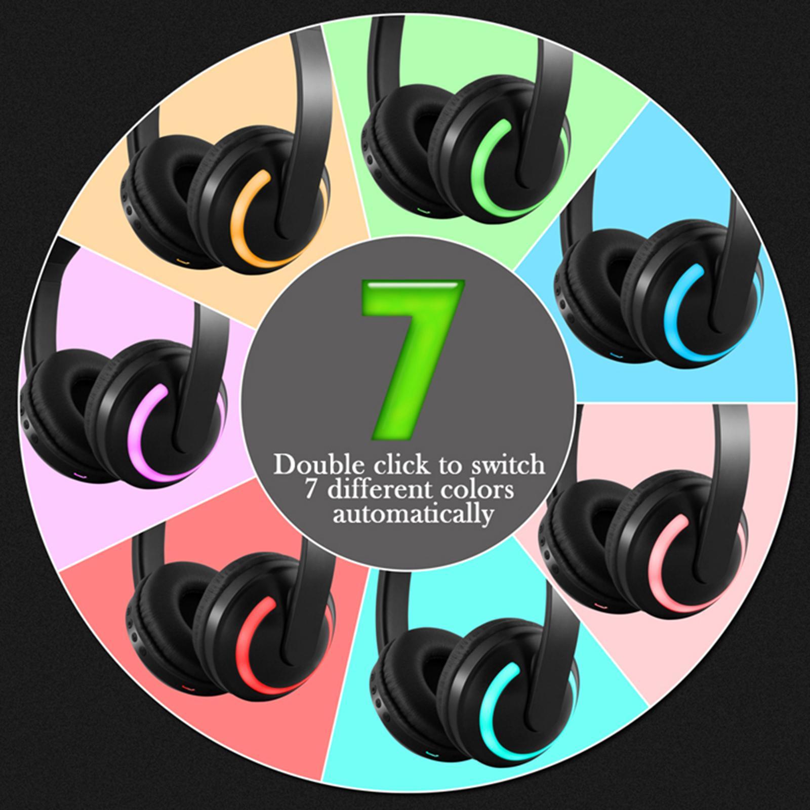Kids LED Glowing Cat Ear Bluetooth Headphones Headsets, Universal Compatibility