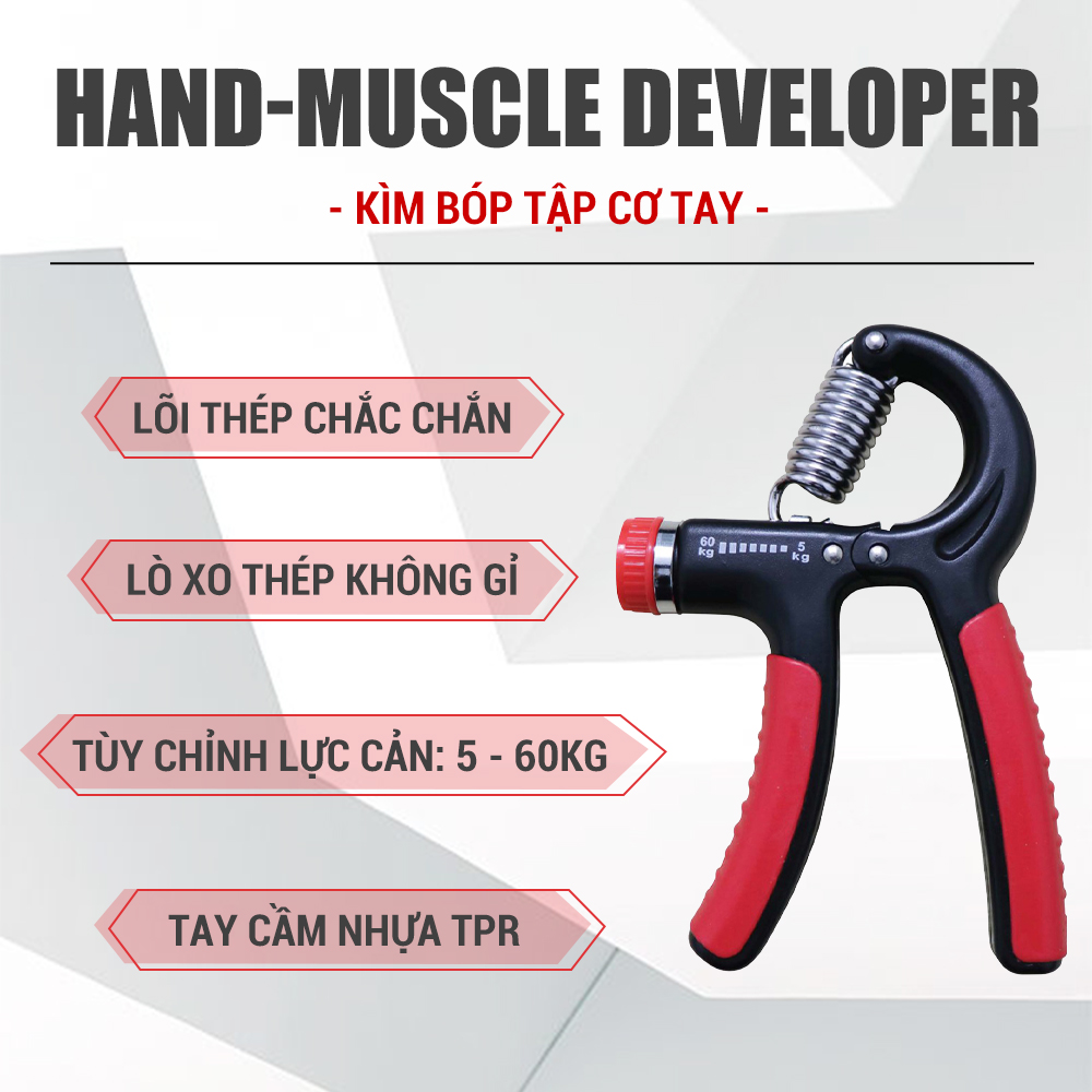 Kìm bóp tập cơ tay, kìm bóp tay GoodFit tùy chỉnh 5-60kg tập gym, tập lực tại nhà GF01E