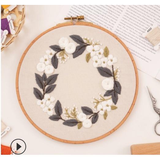 Kit Thêu Tay Tranh Hoop Hoa trang trí DIY Handmade Phong cách Trang Nhã Hàn Quốc Nguyên Liệu Thêu - Bách hóa Na Na