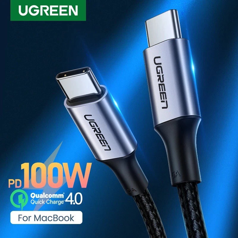 Hình ảnh Cáp sạc, dữ liệu USB Type-C to Type-C dài 1M bọc dù hỗ trợ PD 100W Ugreen 70427 hàng chính hãng