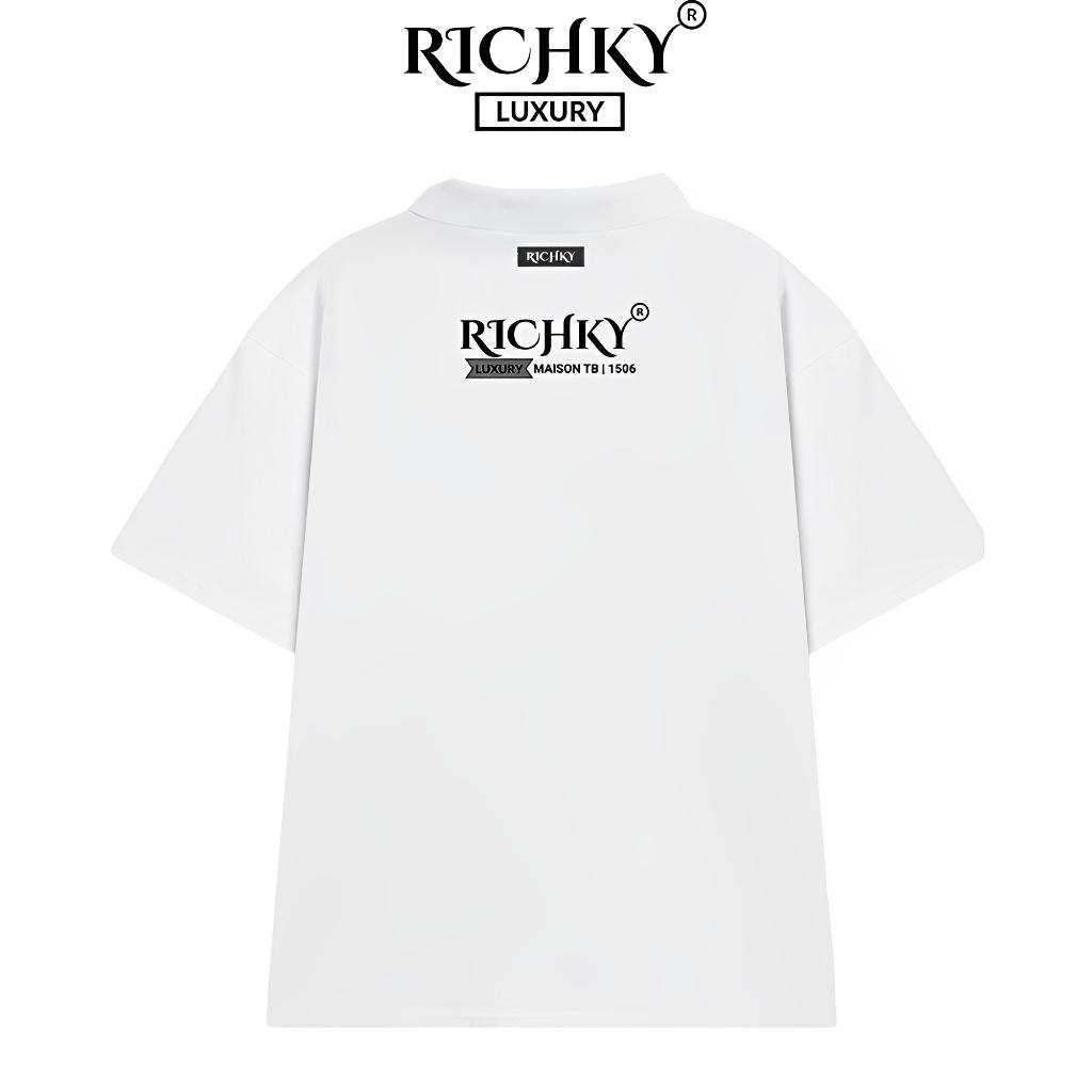 Áo Polo Unisex Richky Polo Shirt Premium Luxury Maison TB Trắng – RKO2