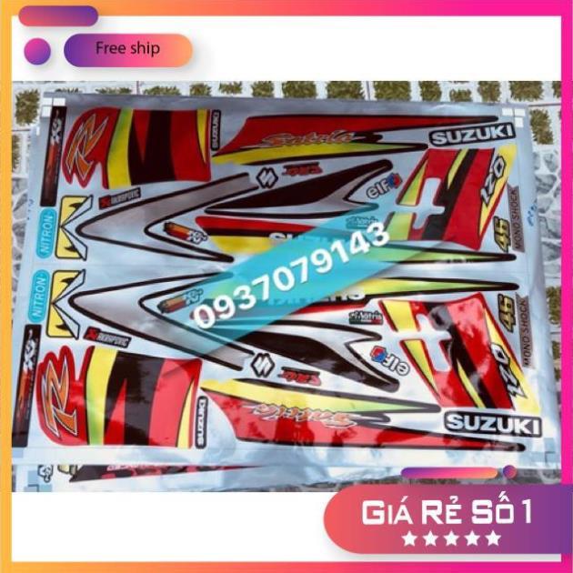 Tem rời Satria 2006 đỏ đen chất liệu Candy 3 lớp ko bay màu bảo hành màu sắc vĩnh viễn