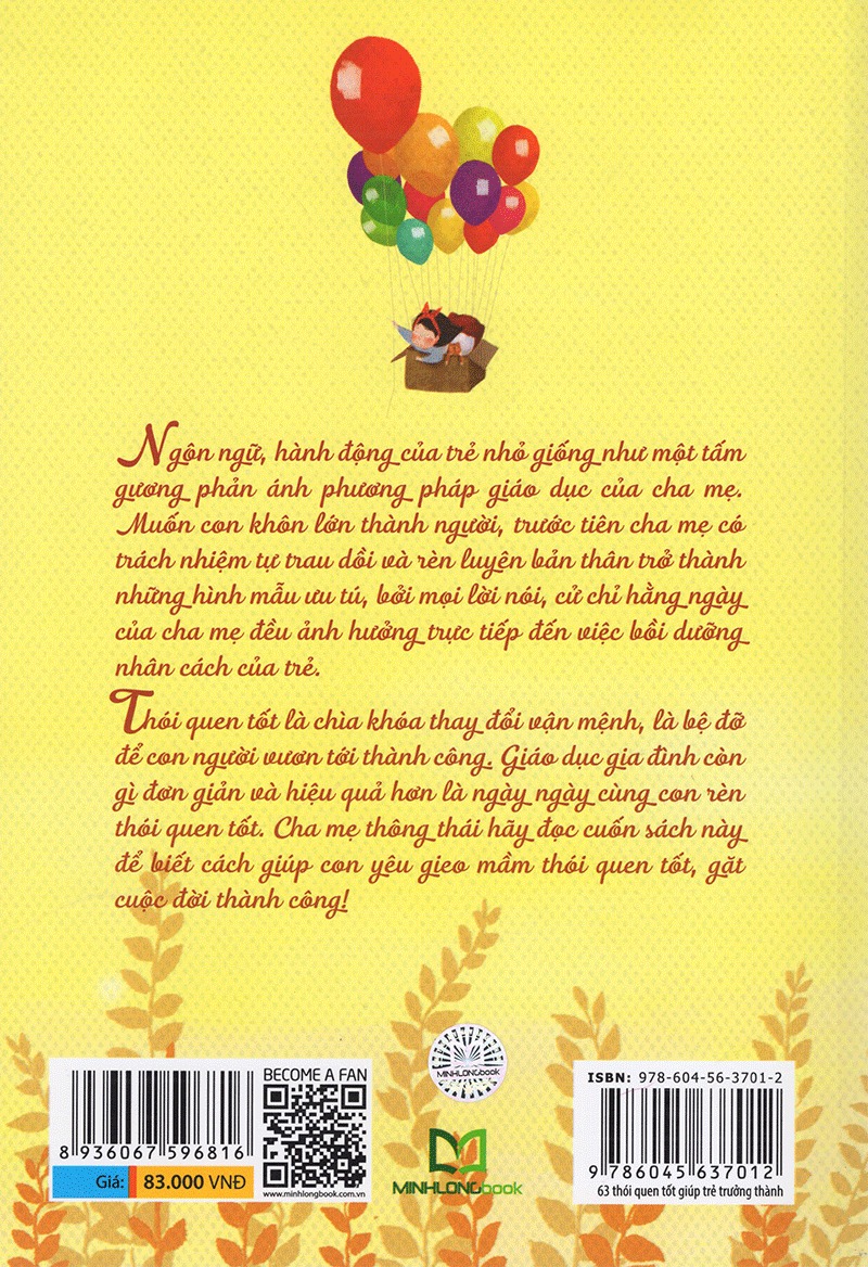 Sách: 63 Thói Quen Tốt Giúp Trẻ Trưởng Thành