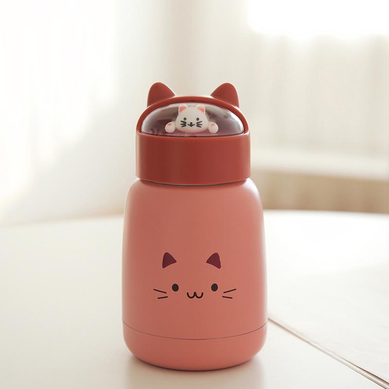 Mèo Đôi Thép Không Gỉ Cà Phê Giữ Nhiệt Cốc Tập Uống 270Ml Màu Hồng Xanh Màu Máy Hút Bình Giữ Nhiệt Du Lịch Cách Nhiệt Chai Lọ