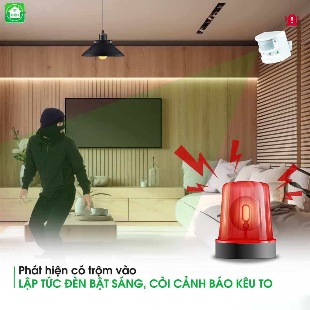 Thiết Bị Chống Trộm Và Báo Khách Đa Năng Hunonic CT01, kết nối Wifi - Hàng Chính Hãng