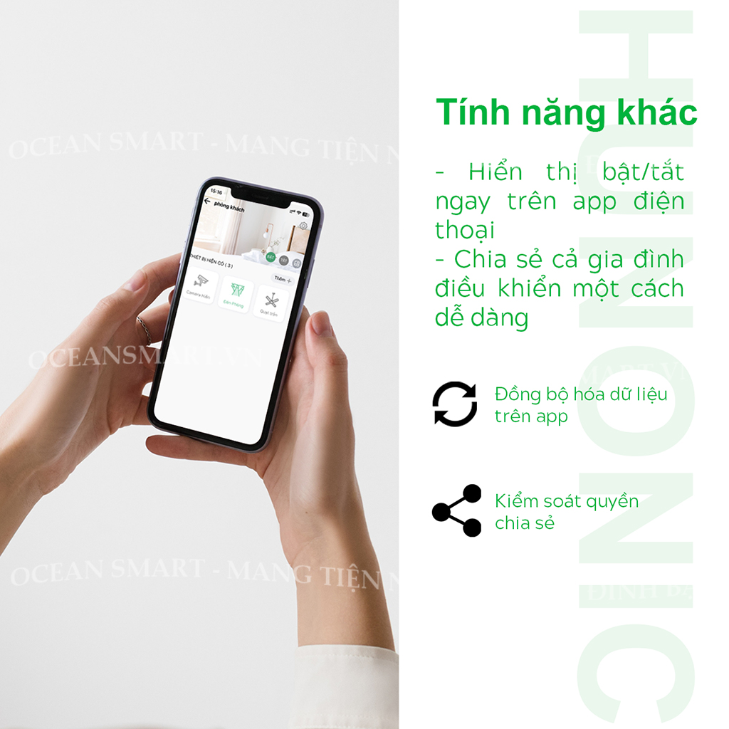 Công Tắc Cảm Ứng Thông Minh Hunonic Premium, Công Tắc Điều Khiển Từ Xa Qua Điện Thoại Viền Vàng - HNPRECD