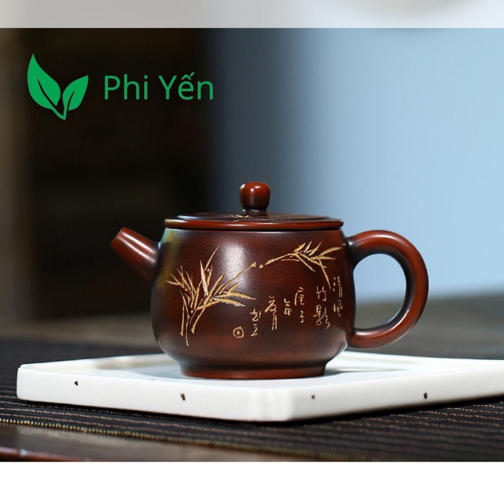 Ấm trà Tử sa Nê Hưng Khâm châu Thạch biều 220ml hàng siêu VIP HNNHTB160220