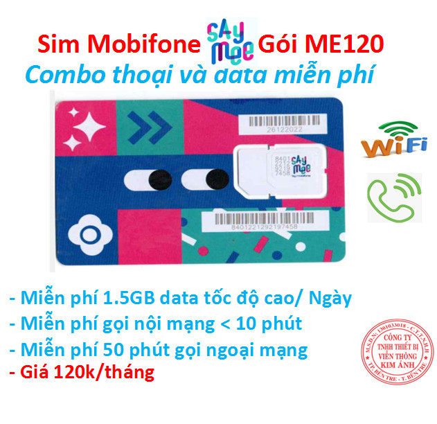 Sim Mobifone Saymee Gói Me120 Miễn phí gọi + 1.5GB data mỗi ngày, Hàng chính hãng