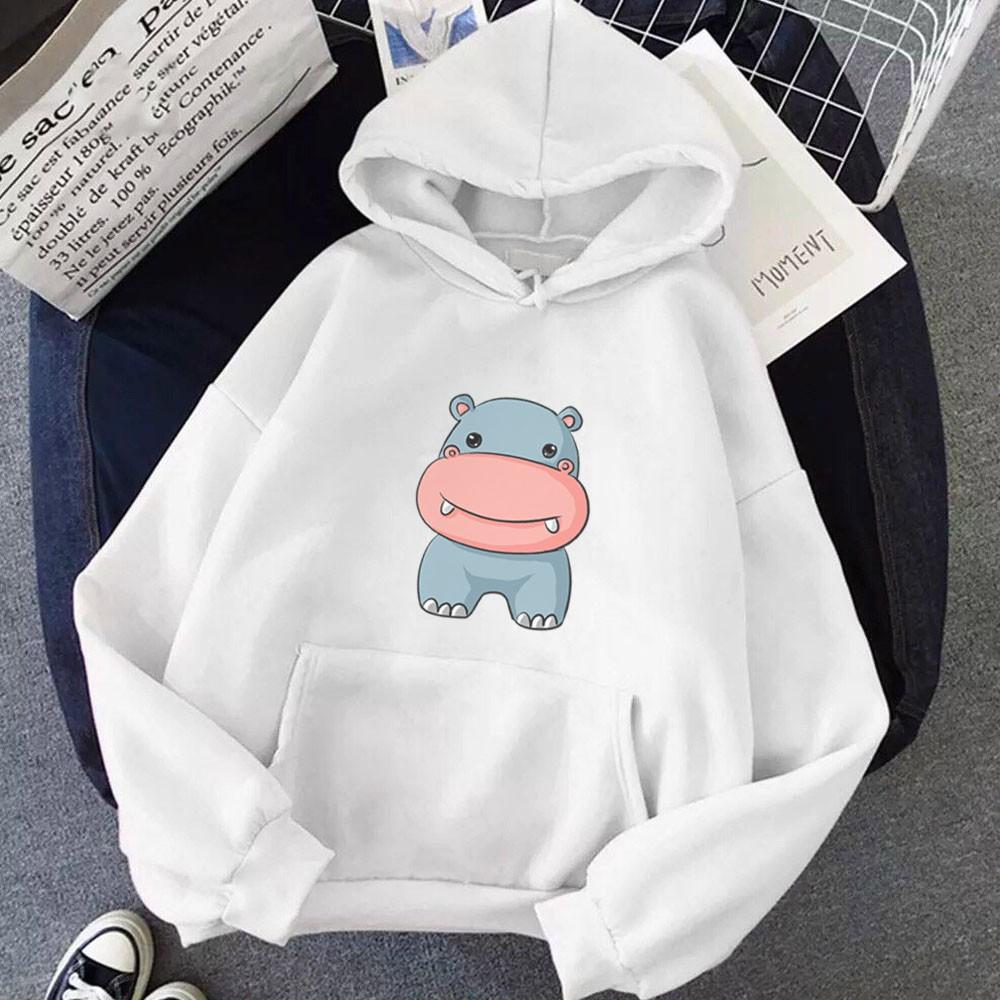 Áo hoodie nam nữ in hình Hà Mã dễ thương, chất nỉ dày dặn, nón 2 lớp, thích hợp làm áo cặp William - DS132