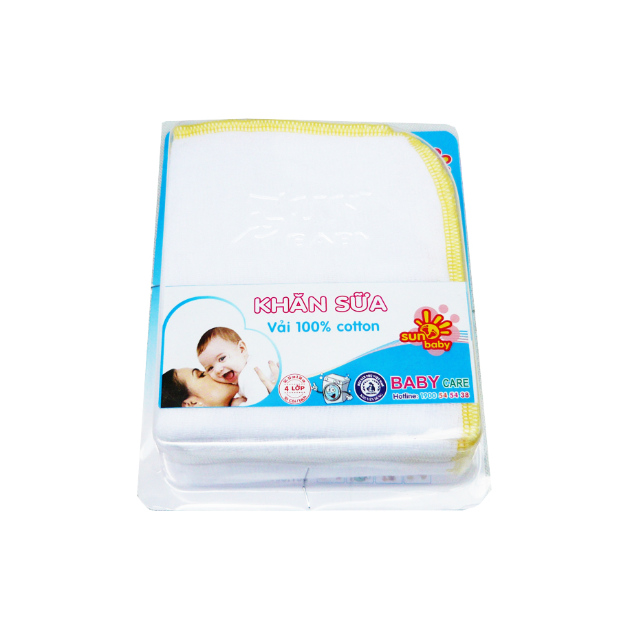 Khăn sữa 4 lớp siêu mềm cho bé Vĩ 10 cái (loại 2 - 8 sợi)- Sunbaby