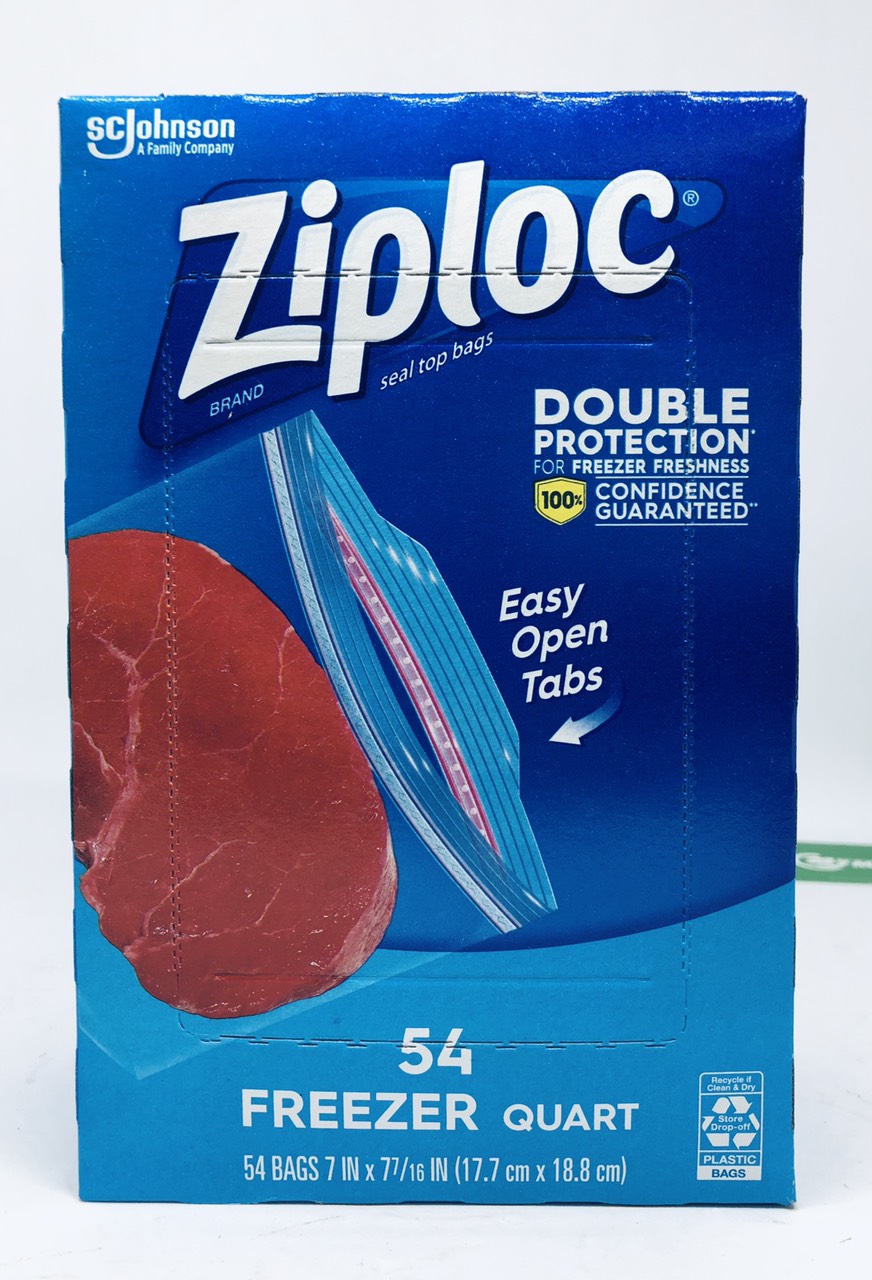 TÚI ZIPLOC ĐỰNG THỰC PHẨM CỦA MỸ ZIPLOC QUART FREEZER 54 TOTAL BAGS