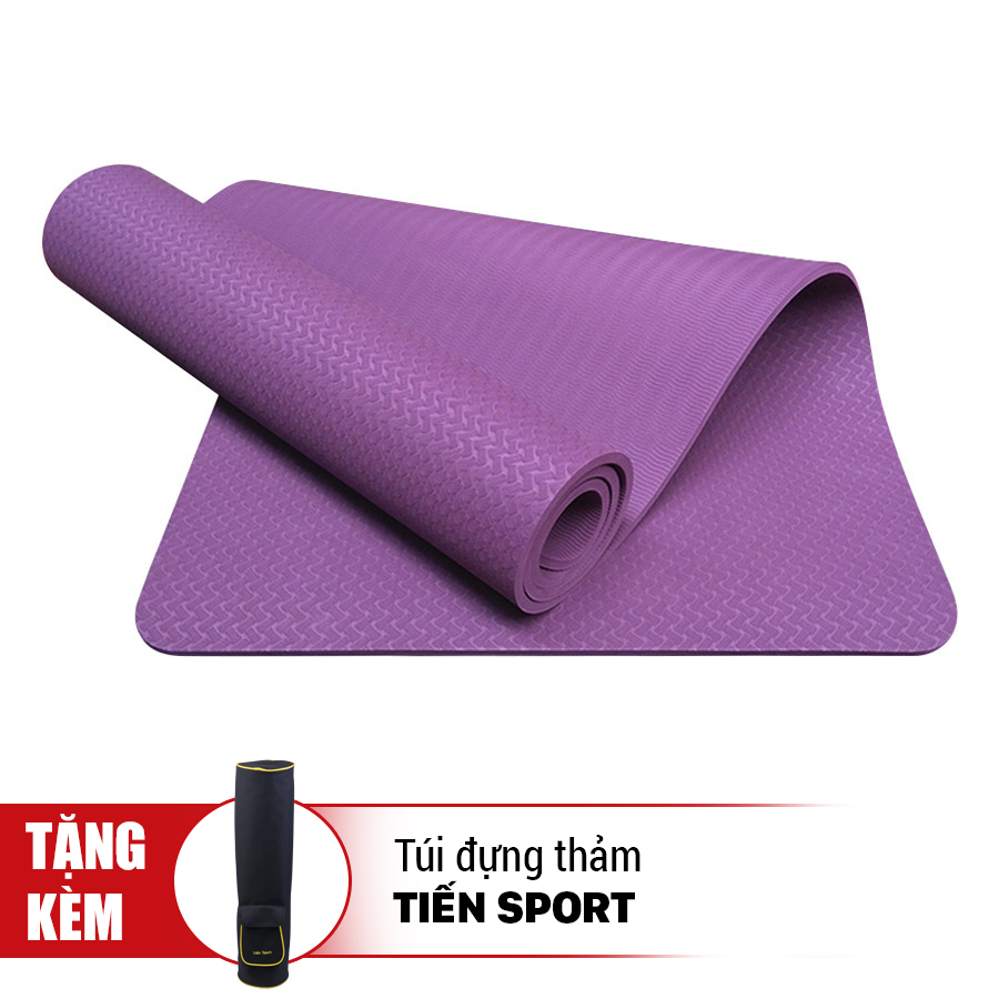 Thảm Tập Yoga Eco Friendly TPE Tặng Kèm Túi Đựng Thảm - Tím (8mm)