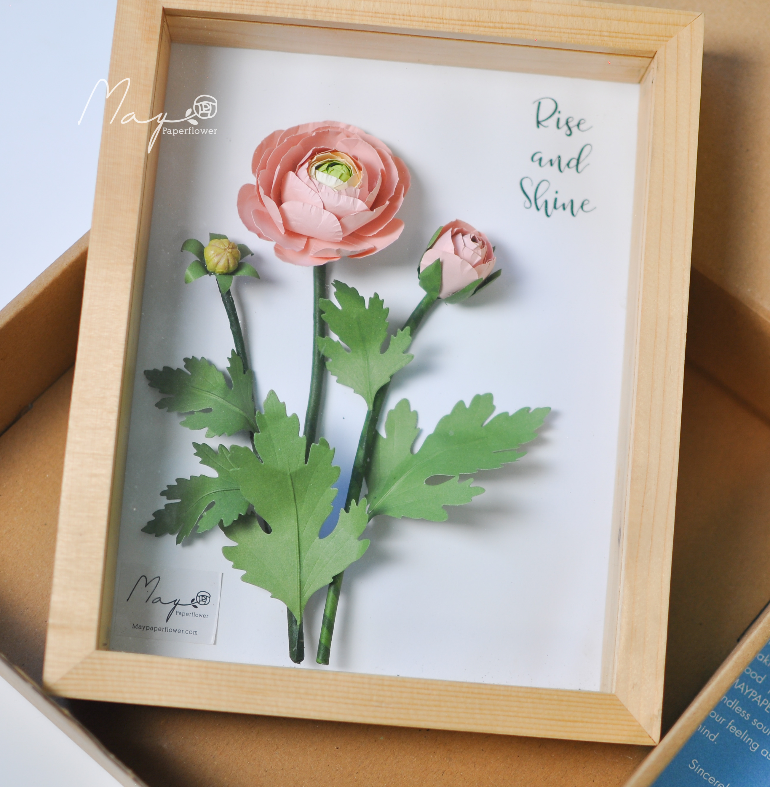 Tranh hoa giấy handmade trang trí cao cấp SIMPLICITY Hoa Mao Lương 20x25 - Maypaperflower Hoa giấy nghệ thuật