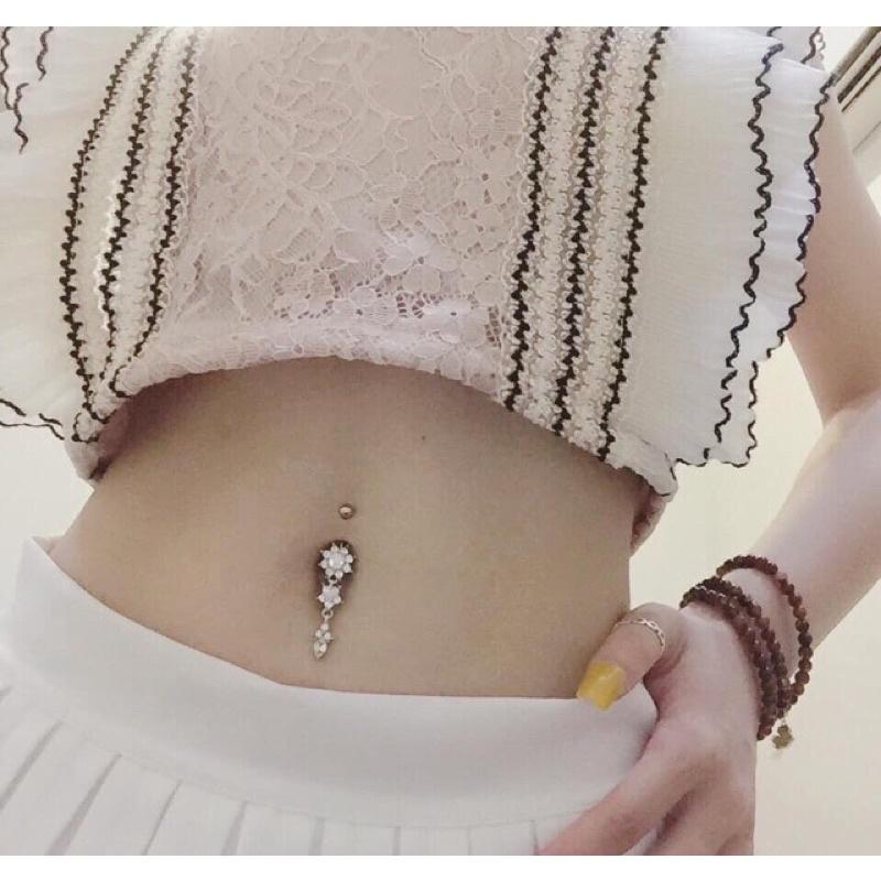 KHUYÊN RỐN HOA - Khuyên Rốn Đính Đá Cao Cấp