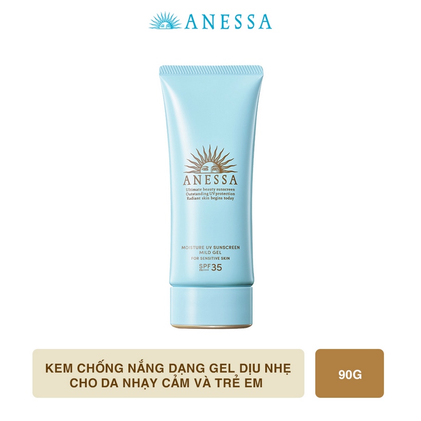 Kem chống nắng dạng gel dịu nhẹ cho da nhạy cảm và trẻ em Anessa Moisture UV Sunscreen Mild Gel For Sensitive Skin SPF 35+ PA++++ 90g