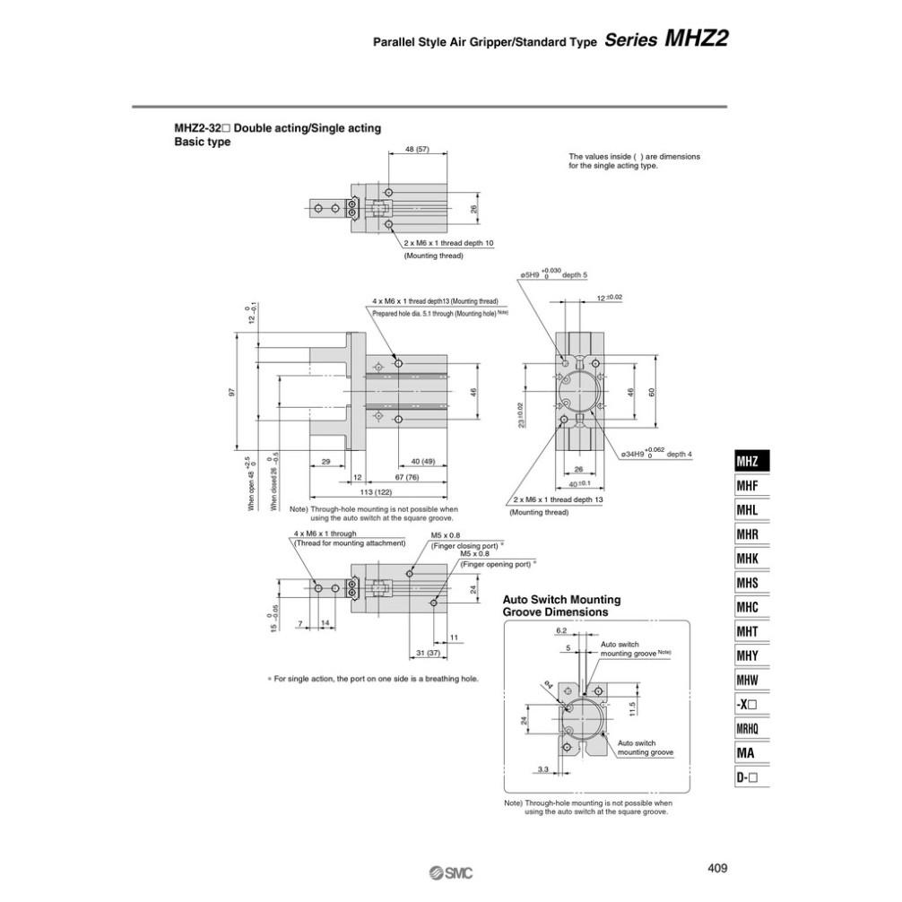 Xylanh kẹp SMC MHZ2-32D