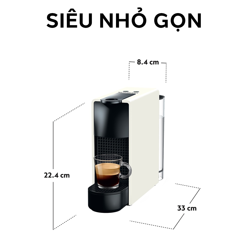 Bộ máy pha cà phê Nespresso Essenza Mini Trắng &amp; máy đánh sữa Aeroccino 3 - Hàng chính hãng