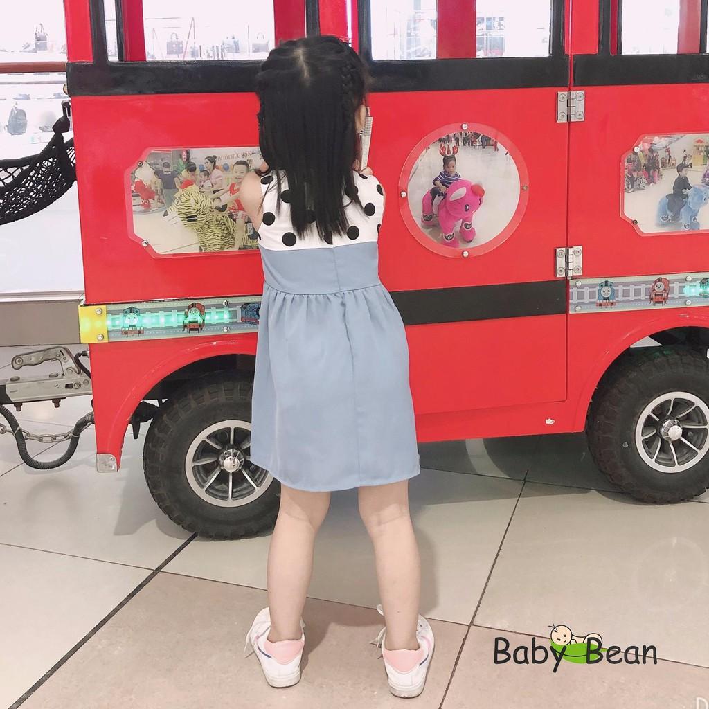 Đầm Cotton phối Tơ Gân Giả Yếm Thêu bé gái BabyBean (8kg-20kg)