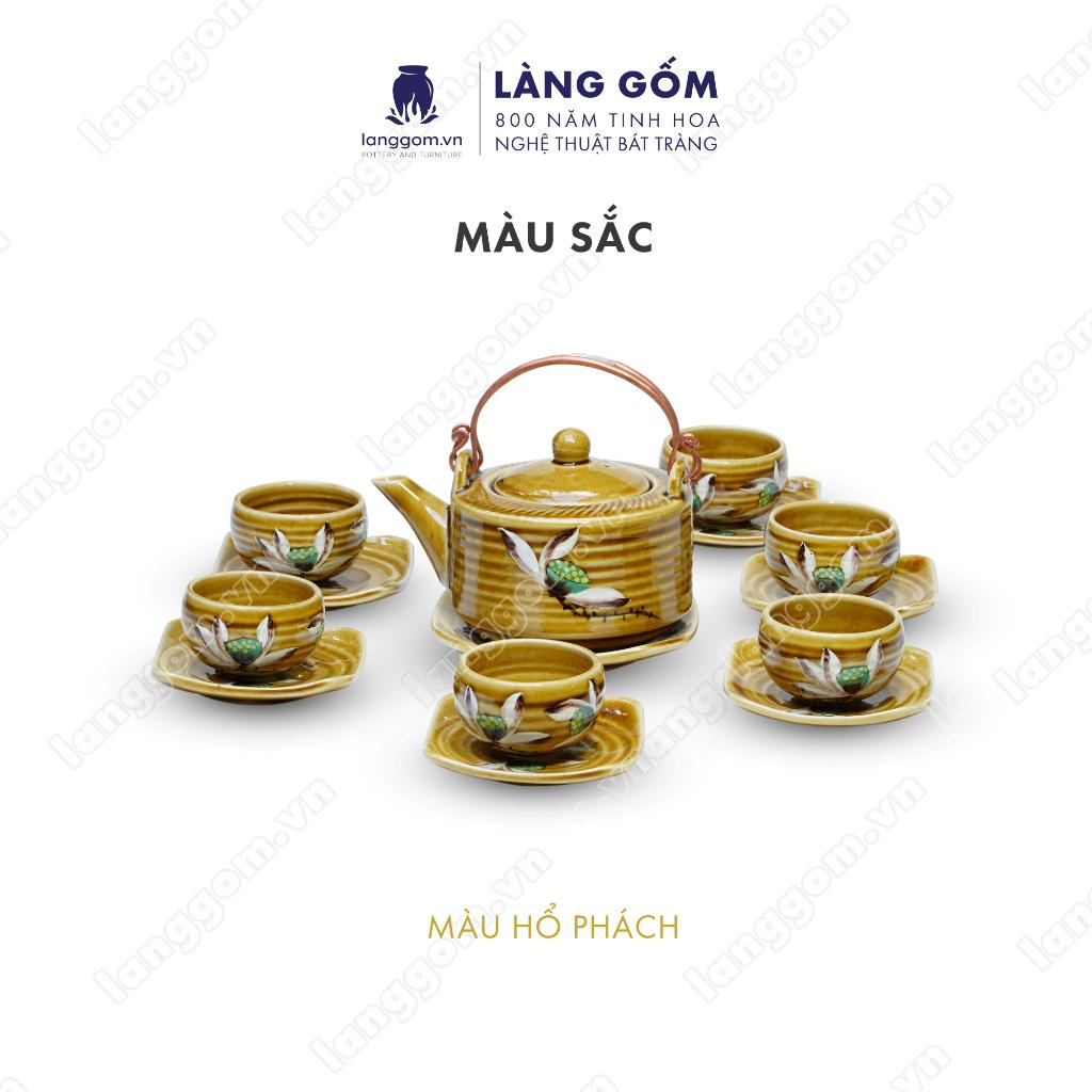 Bộ ấm chén Men hỏa biến 3 chân - Gốm sứ Bát Tràng - Làng Gốm