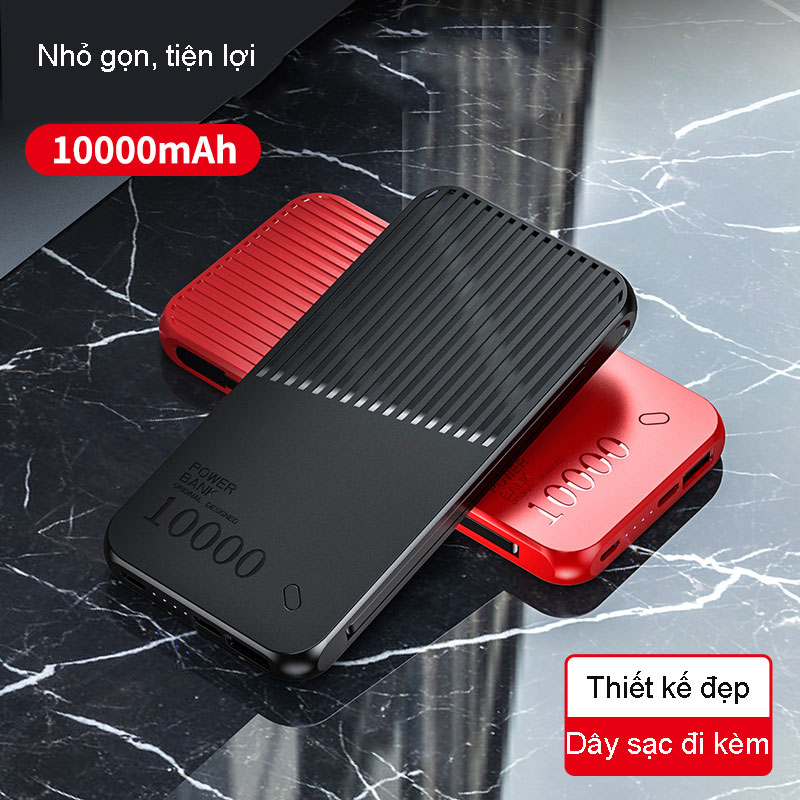 Sạc Dự Phòng DKB CC10 - Dung Lượng 10000mAh - Tích Hợp 3 Đầu Dây Sạc - Hỗ Trợ Sạc Nhanh 2.1A - Phiên Bản Mới - Hàng Chính Hãng