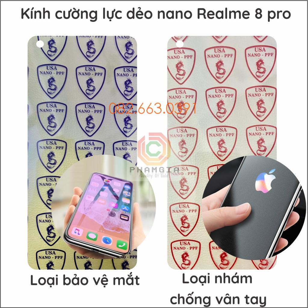 Dán cường lực Realme 8 / Realme 8 pro trong suốt, nano dẻo siêu bền, độ cường lực 9H