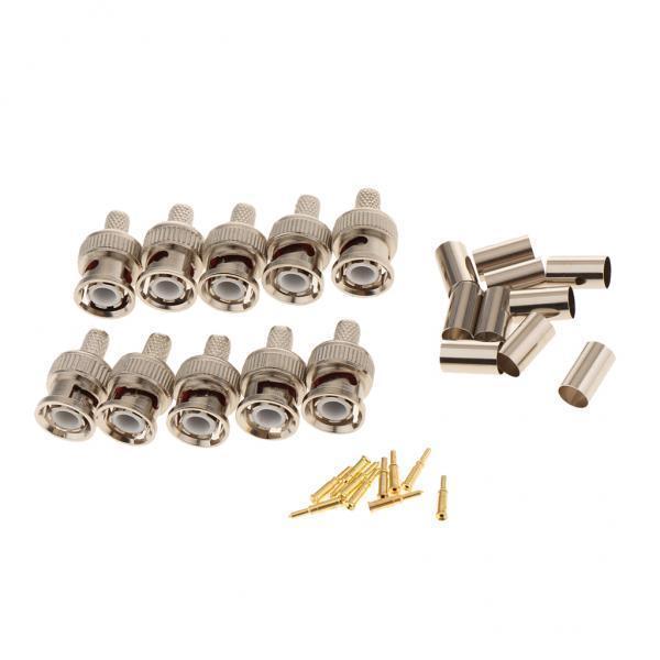 2-3pack 10 Pieces Professional BNC Male Crimp-On Connector BNC Plug Crimp