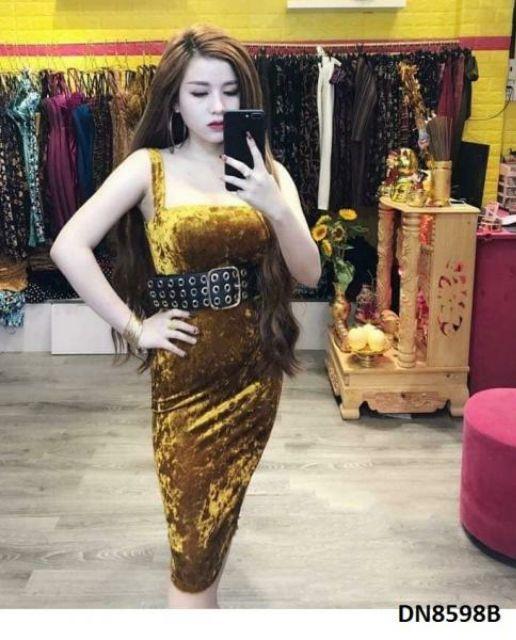 Đầm body nhung cúp ngực sexy