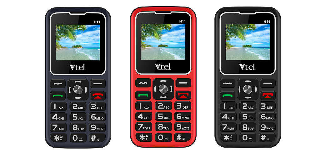 Điện thoại Vtel Happy H11 (Điện thoại cho người già - 2 Sim) - Gọi SOS khẩn,  Số To, Chữ To, Loa to, FM loa ngoài, Pin lớn