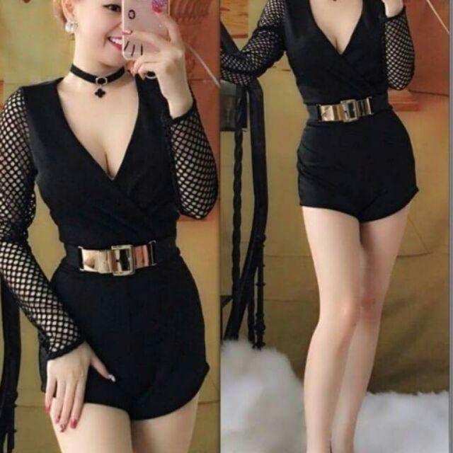 Jump cổ tim đắp chéo phối lưới sexy