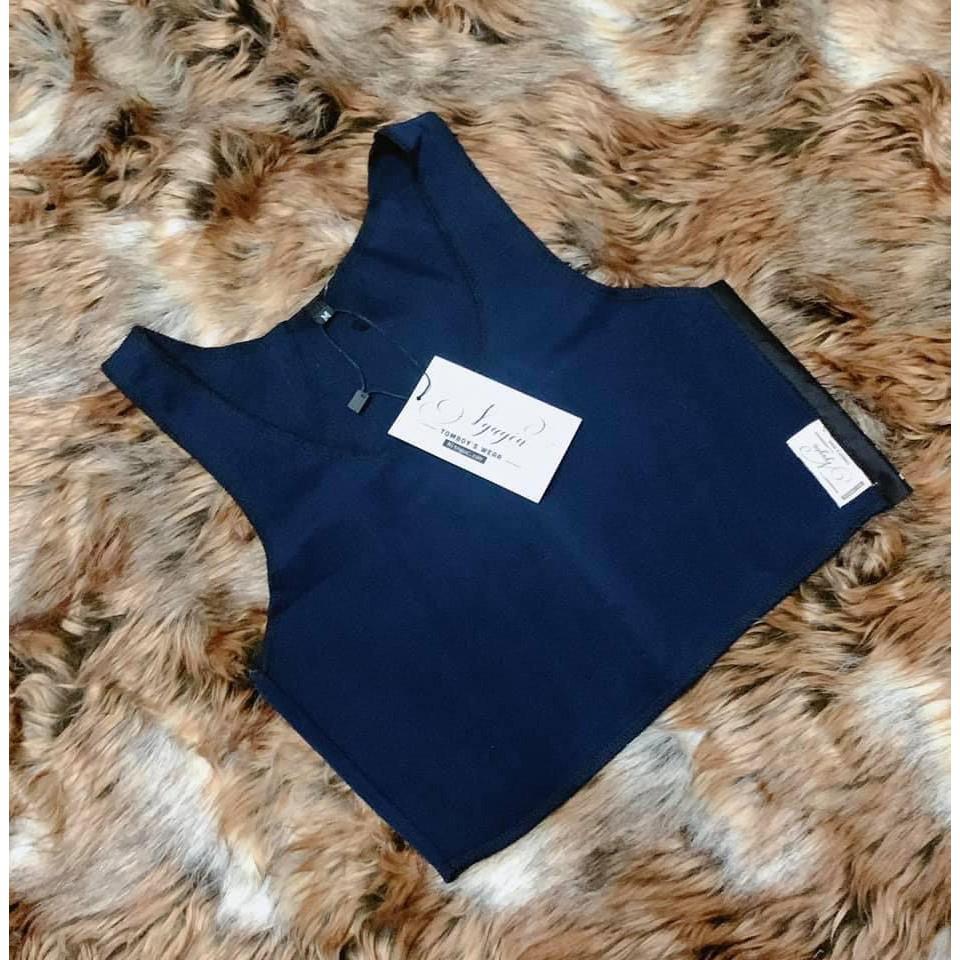 Áo Nịt Ngực Không Viền Màu Xanh Navy - Áo Lót Bó Nịt Làm Nhỏ Định Hình Ngực Tomboy Thể Thao Tập Gym Nữ Ba Lỗ Gen Thun Không Viền Cài Hông Bigsize Nguyễn Nguyên