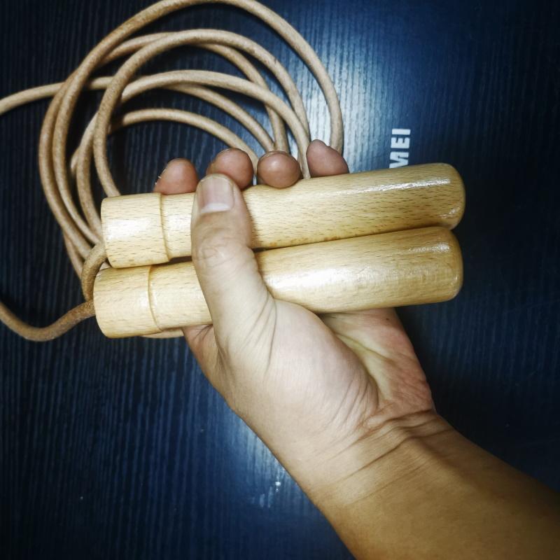 240 Gram Gỗ Chắc Chắn Tay Cầm Dây Da 7Mm Đường Kính 3M Bỏ Qua Dây Nhảy Thể Dục Quyền Anh Crossfit Nam Giới Sử Dụng tay Cầm Lớn Bóng Bay