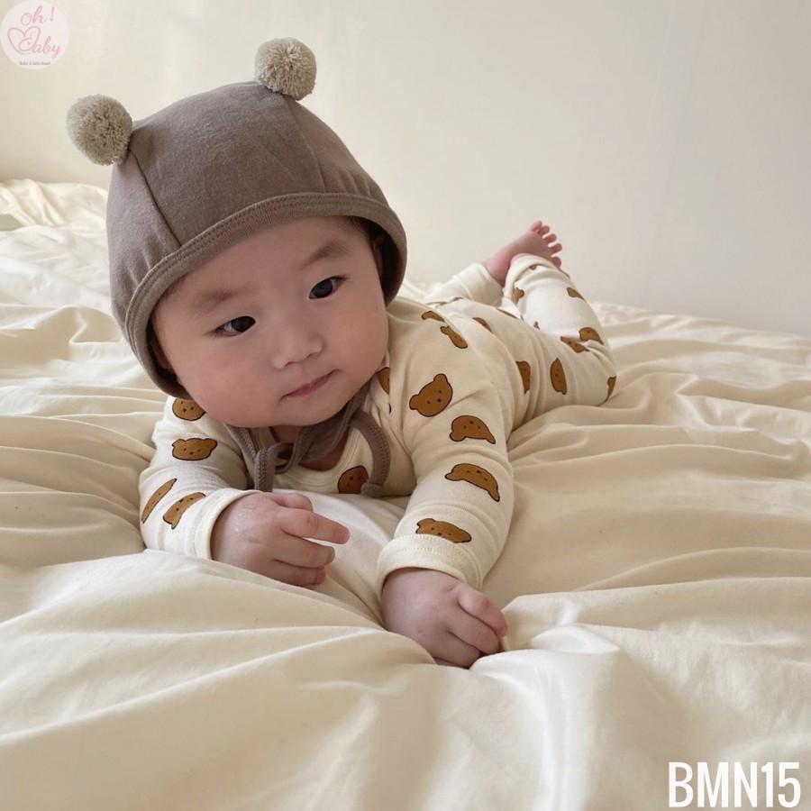 Bộ Dài Tay Cotton Họa Tiết Gấu Cho Bé