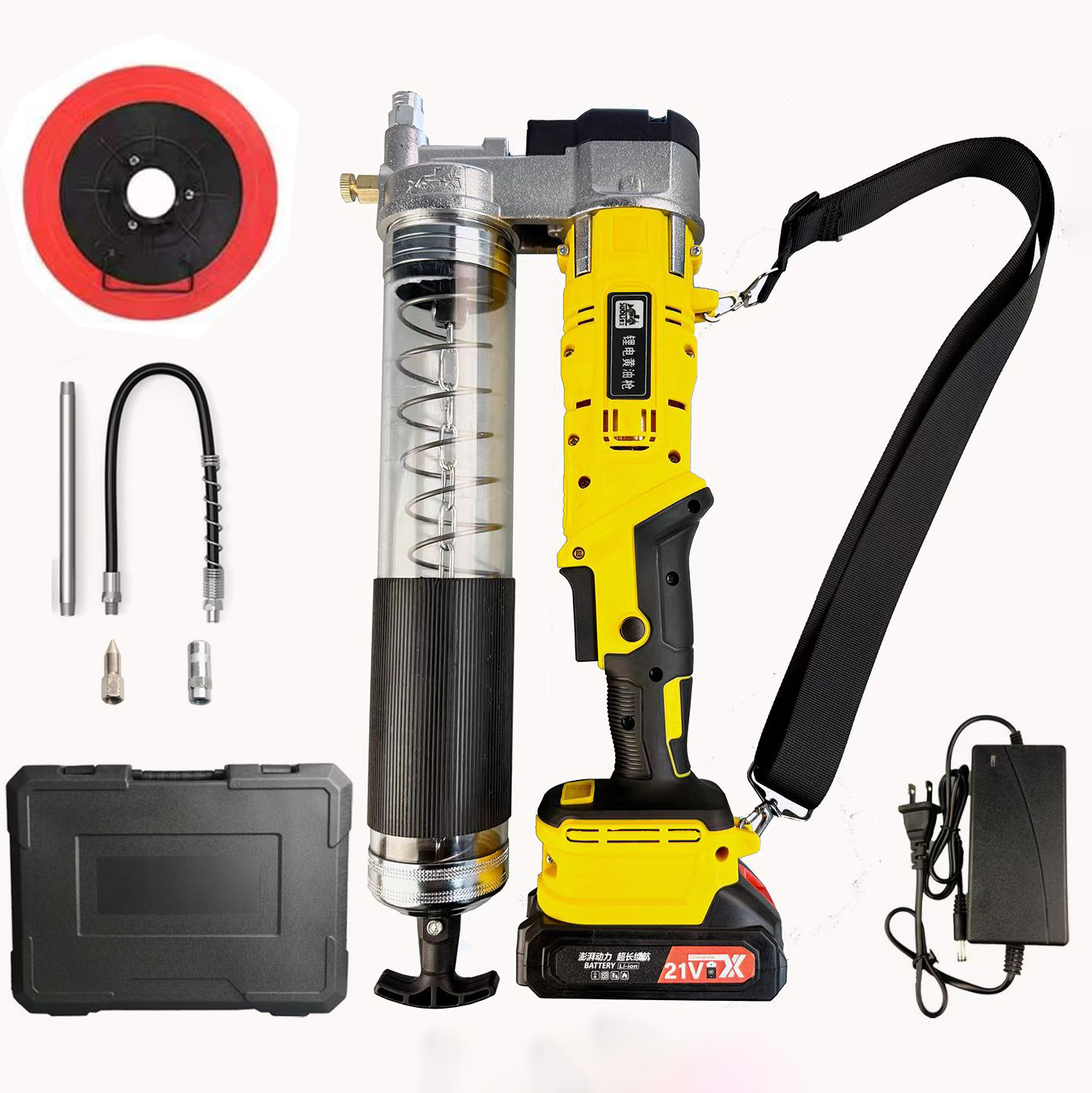Súng Bơm Mỡ Pin Lithium 18V – Dùng Cho Máy Xúc, Xe Tải &amp; Máy Công Trình