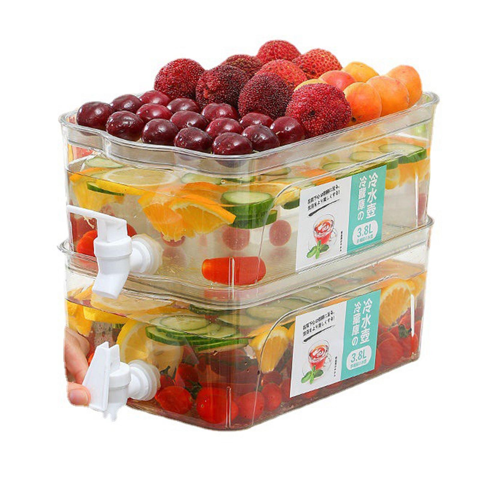 3.8L Beverage Dispenser Water Drink Bucket with Lid and Faucet Refrigerator