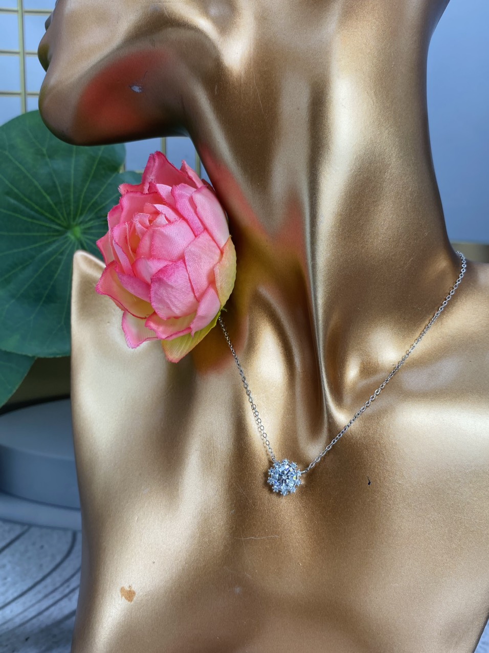 Dây cổ Bạc 925 xi Kim viên chủ Kim Cương nhân tạo Moissanite hạt 1.0 carat - N10.9.7.6