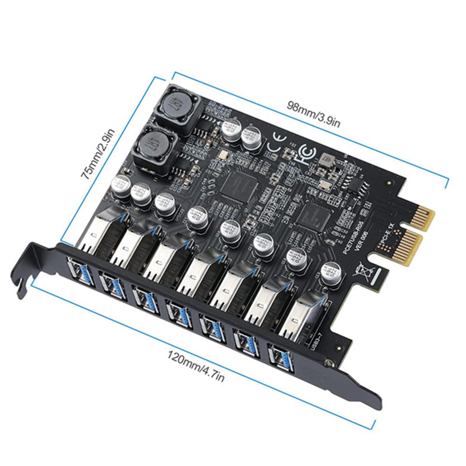 PCIe 7 Ports USB 3.0 Expansion Card Desktop PC Computer Converter Third Generation Master Control
