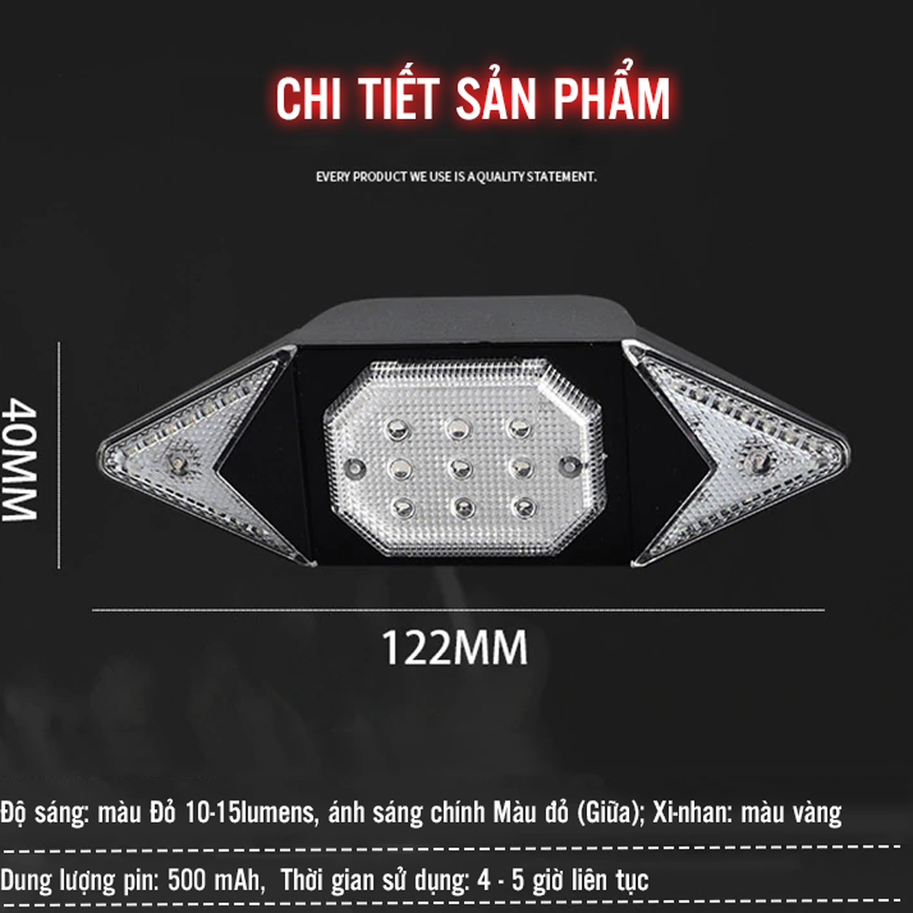 Đèn LED Xi Nhan Không Dây Rẽ Trái Phải Gắn Đuôi Xe Đạp Điều Khiển Không Dây Từ Xa Sạc Điện USB Mai Lee