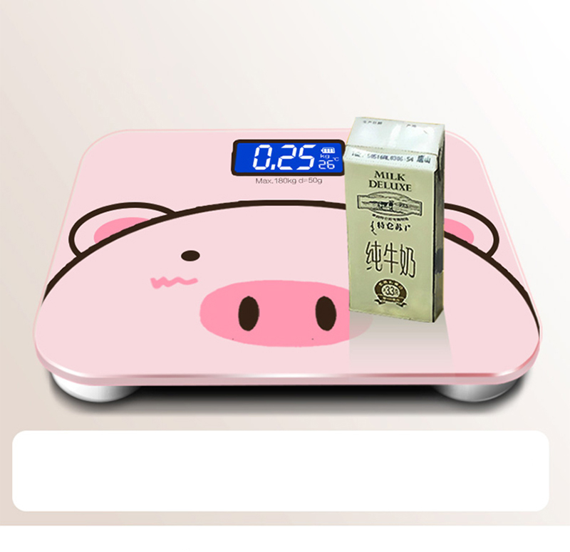 Cân sức khỏe điện tử Heo Hồng - Màn LCD - Pin AAA